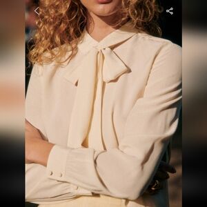 Sezane Lives 100% Silk Cream Button Down Shirt